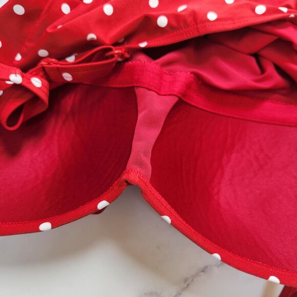 Niptuck Swim Red Polka Dot Swimsuit Joanne Slimming Ruched One Piece Size 8 - Picture 9 of 12